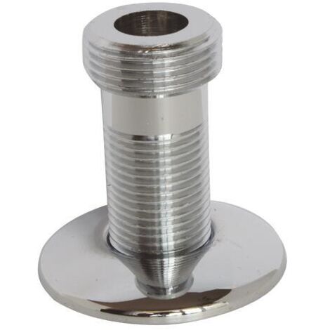 Blanc Habitat – Raccord droit laiton chromé mâle 15/21 – Sortie mâle 20/27 – Livré avec rosace Ø50 mm – Pour raccordement eau sanitaire