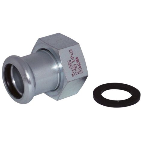 Raccord droit écrou prisonnier acier à sertir SteelPres® F - 42mm 40x49 - Raccorderie Metalliche