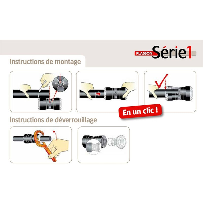Raccord droit encliquetable pe Ø40 - Laiton femelle 11/2 - Série 1 Plasson