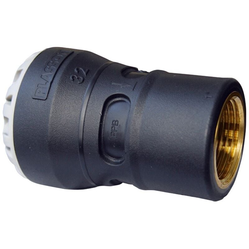 Raccord droit encliquetable pe Ø40 - Laiton femelle 1''1/2 (40/49) avec portée plate iso 228 et joint fourni Plasson