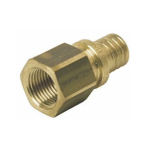Rehau 11690931001 - Raccord droit diamètre 16-15x21 femelle en laiton - JAUNE