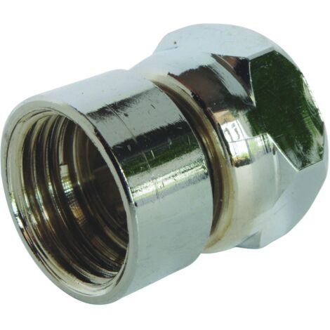 Raccord droit mural chrome F15/21 - Écrou prisonnier 15/21 - x2