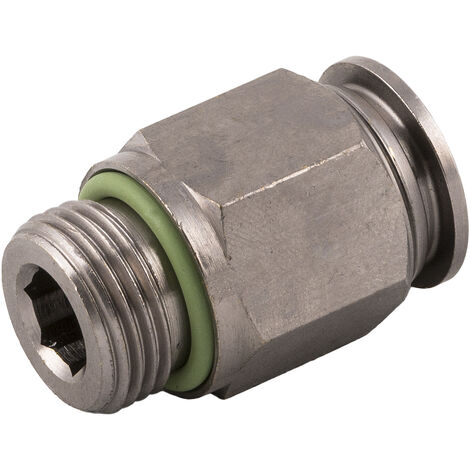 Raccord droit RS PRO, Filetage, Tube vers Mâle 1/8 in Male 8mm 1/8pouces en Laiton nickelé ( Prix pour Paquet de 10 )