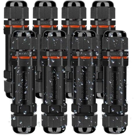 Raccord Électrique Étanches IP68, Connecteur de Câble Électrique Boîte de Derivation Étanche Éxterieur 3 Fils, Domino Etanche Boîte de Jonction pour Câble Ø 1 à 13 mm (8 Pcs), Polycarbonate