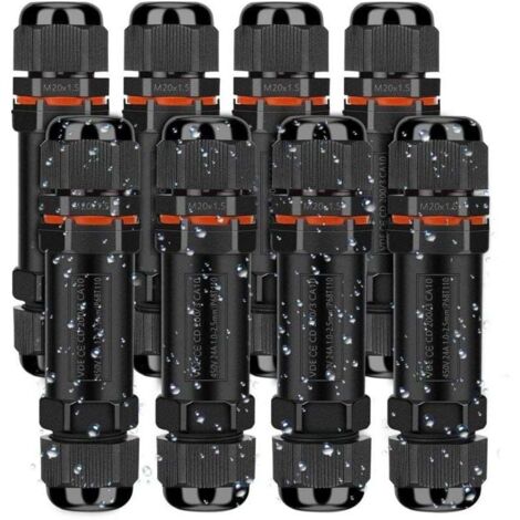 Raccord Électrique Étanches IP68, Connecteur de Câble Électrique Boîte de Derivation Étanche Éxterieur 3 Fils, Domino Etanche Boîte de Jonction pour Câble Ø 1 à 13 mm (8 Pcs), Polycarbonate