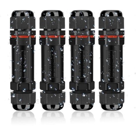 Raccord Électrique Étanches IP68, Connecteur de Câble Électrique Boîte de Derivation Étanche Éxterieur 3 Fils, Domino Etanche Boîte de Jonction pour Câble Ø 4 à 12 mm (4 Pcs)