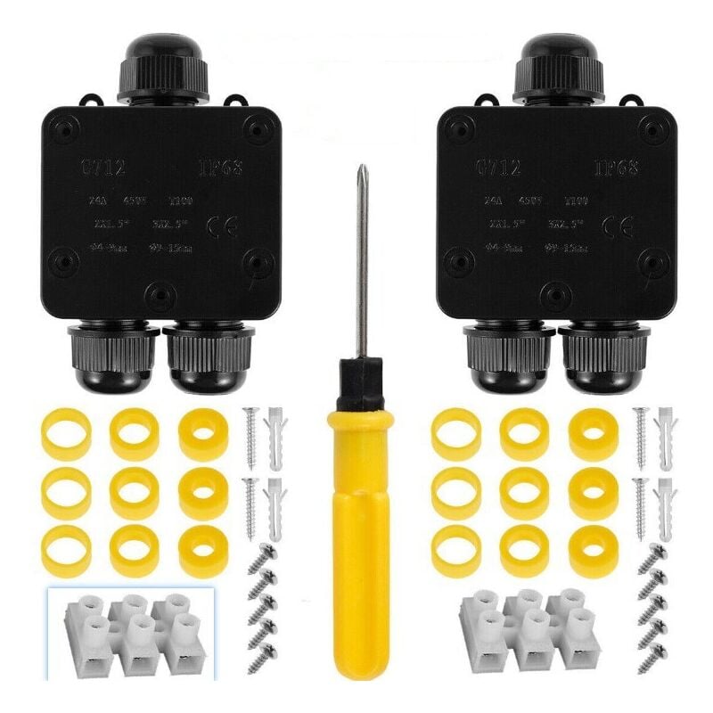 Raccord Électrique Étanches IP68, en Polycarbonate, Connecteur de Câble Électrique Boîte de Derivation Étanche Éxterieur 3 Fils, Domino Etanche Boîte