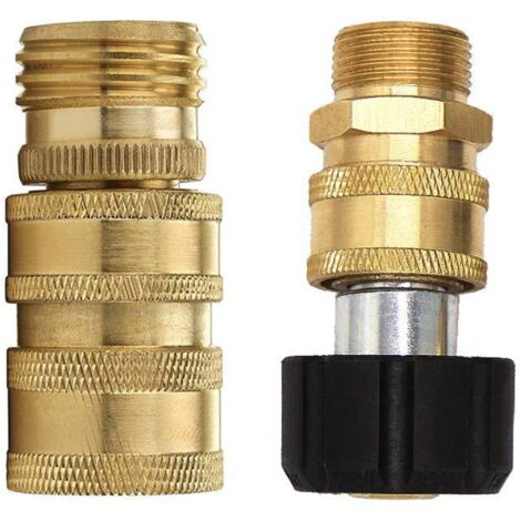 Raccord en Cuivre pour Nettoyeur Haute Pression - Adaptateur M22-14, Raccord Rapide, 3/8 Pouces pour Pistolet à Eau