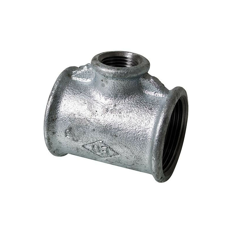 Raccord en fonte malleable galva Nr.130R t reduit diam. 1 1/2' x 2' x 1 1/2'