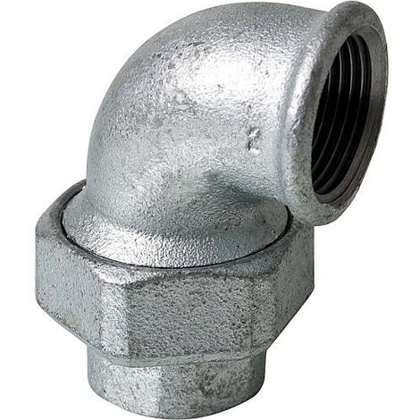 Raccord en fonte malleable galva Nr.95 Raccord a vis coude, joint plat fem/fem diam. 1 1/2"