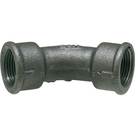 Raccord en fonte malleable, noir coude 45°, 11/4" (fem/fem) Type 41