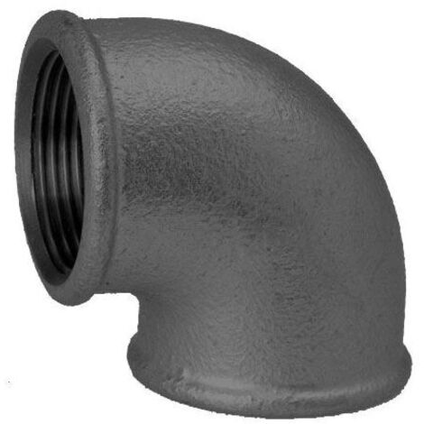 Raccord en fonte malléable noir coude 90° 1/2'' FF/FF