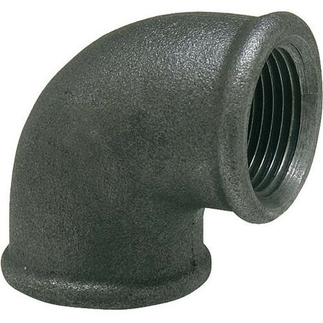 Raccord en fonte malleable, noir coude 90°, 11/4" (fem/fem) Type 90
