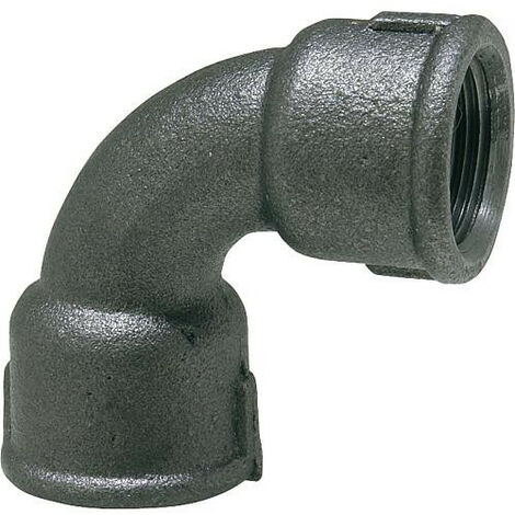 Raccord en fonte malleable, noir Coude 90°, court, 11/4" (fem/fem) Type 2A