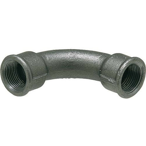 Raccord en fonte malleable, noir Coude 90°, long, 3/4" (fem/fem) Type 2