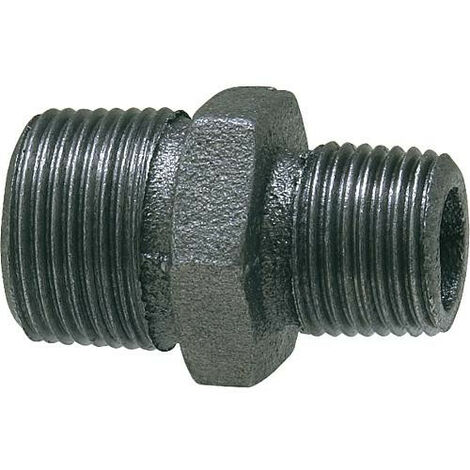Raccord en fonte malleable, noir Double nipple de reduction, 1/2" x 3/8" Type 245 (male/male)