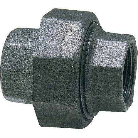 Raccord en fonte malleable, noir Raccord a vis 11/2" (fem/fem) Type 330, joint plat