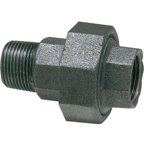 Raccord en fonte malleable, noir Raccord a vis 3/8" (fem/male) Type 331, joint plat