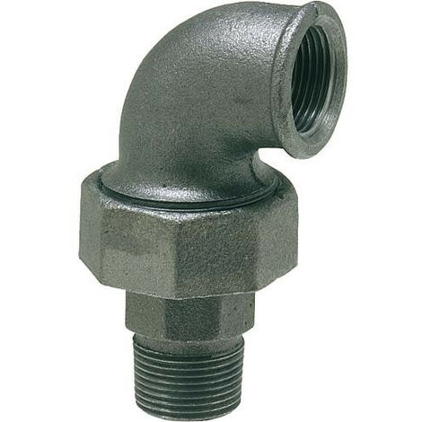 Raccord en fonte malleable, noir Raccord a vis coude 1" (fem/male) Type 98, joint conique