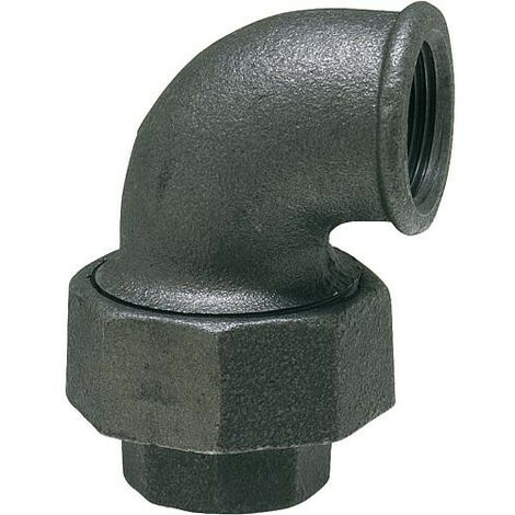 Raccord en fonte malleable, noir Raccord a vis coude 2" (fem/fem) Type 96, joint conique
