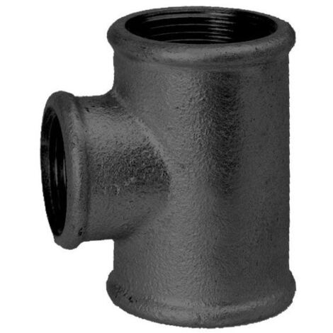Raccord en fonte malléable noir té réduit 1'' x 1/2'' x 1'' FF/FF/FF