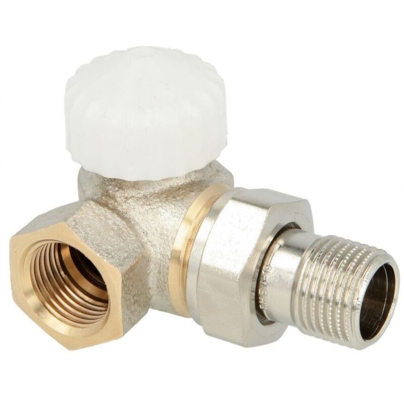 Soupape thermostatique Heimeier V-exact bronze nickele r 1/2' forme en angle gauche'