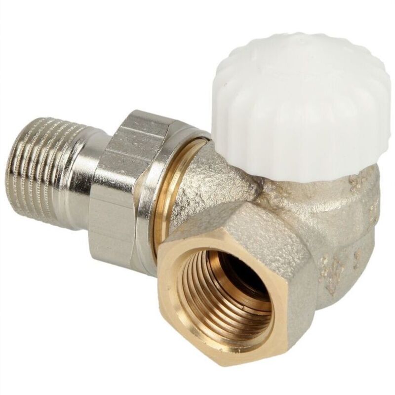 Soupape thermostatique Heimeier V-exact bronze nickele r 1/2' forme en angle droit'