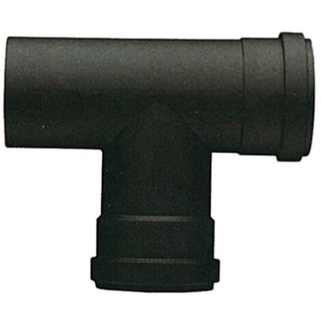 Raccord en T 80 mm acier – 8 cm pour granulés porcelaine noire 1,2 mm – Raccord fumisterie robuste et durable