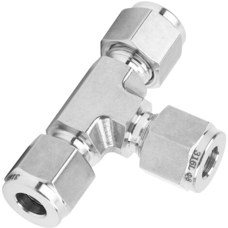 Raccord en T à embout de compression en acier inoxydable 316 forgé, diamètre égal 3x8 mm, SS-600-3Ф8