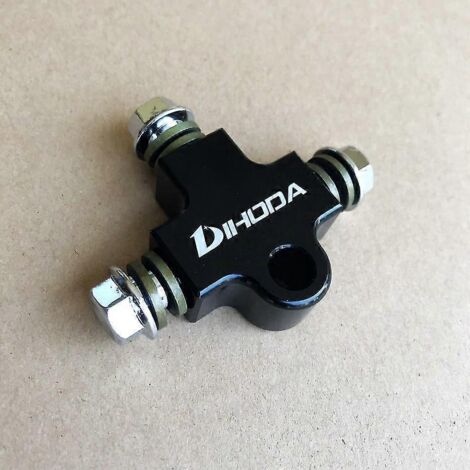 Raccord en T à trois voies pour flexible de frein hydraulique de moto, usiné CNC, pour modification de tube et adaptateur de support - noir