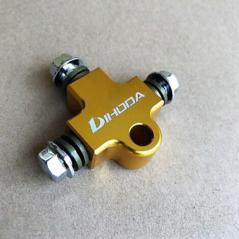 Raccord en T à trois voies pour flexible de frein hydraulique de moto, usiné CNC, pour modification de tube et adaptateur de support - or