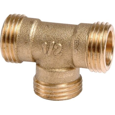 Raccord en T en Laiton à Visser M 3/8'' - Connexion Filetée Mâle M12x17 pour Habitat
