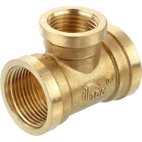 Raccord en T Laiton, 3/4" x 1/2" Npt, Connecteur à 3 Voies pour le Transport de Gaz, 1 Pièce -