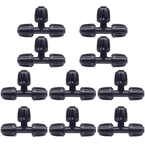 Raccord En T - Lot De 10 - Plastique - Système Micro Drip - Tuyau 16-17 Mm - Jardinage