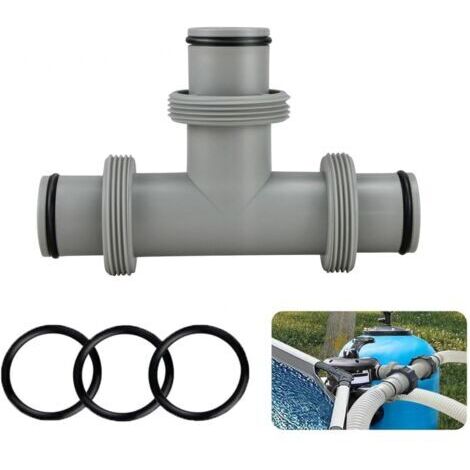 Raccord en T pour piscine 38 mm, raccord en T pour piscine, raccord pour tuyau de piscine Ø 38 mm, kit de raccordement, pour piscines Intex Coleman
