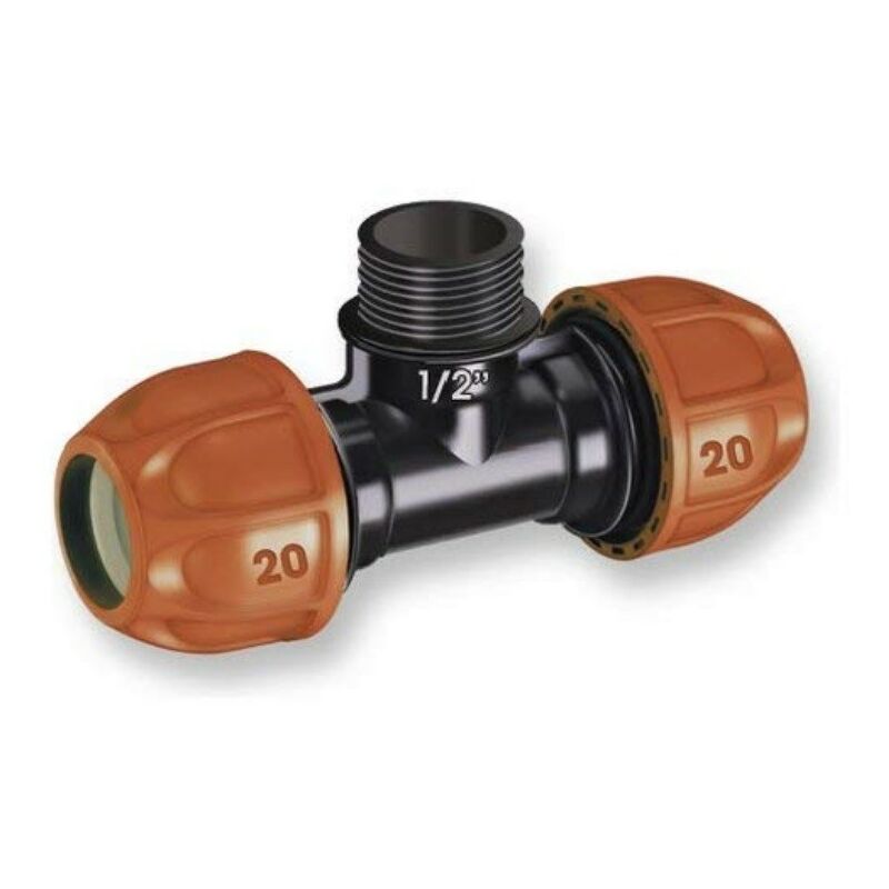 Claber - Raccord en t pour tuyau ø 20 mm avec filetage 1-2 "m