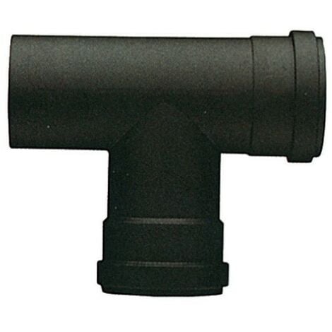 Raccord en T pour tuyau de poêle à pellets en porcelaine noire mate mm.1,2 d.12 femelle-femelle sans joint - Save