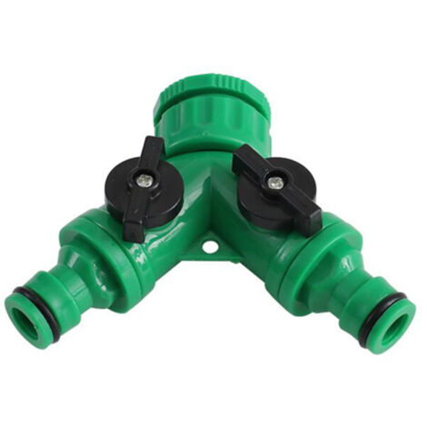 Raccord en Y à 2 voies pour tuyau d'arrosage, adaptateur de tuyau, connecteur rapide pour tuyau d'irrigation, robinet à poignée en plastique