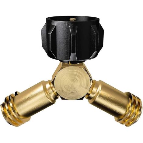 Raccord en Y pour réservoir de propane, adaptateur propane à 2 voies pour bouteille de gaz propane de 9 kg (20 lb) permettant de connecter 2 appareils, barbecue, chauffage, cuisinière, etc.