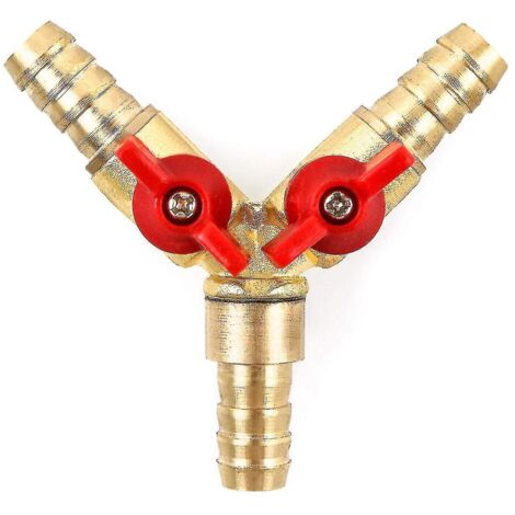 Raccord en Y pour tuyau d'arrosage, répartiteur à 3 voies, alliage laiton-zinc, vanne à bille 10 mm pour eau, huile et gaz, pour l'irrigation de jardin (1 pièce)