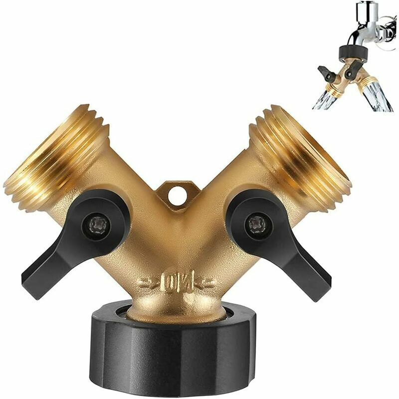 Raccord en Y, Raccord de Tuyau, Robinet Double Machine a Lave, 2-Voies Y-Distributeur, 3/4 Pouces pour Connexion de 2 Appareils, pour Robinet Jardin,