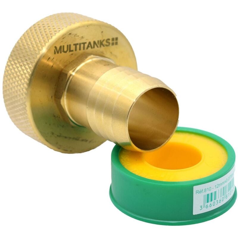 Raccord femelle S60x6 - embout cannelé 33mm en laiton