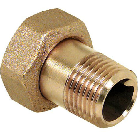 Raccord filete a vis 1/2" avec 2 ecrous chapeau douille filetee et bague etanche