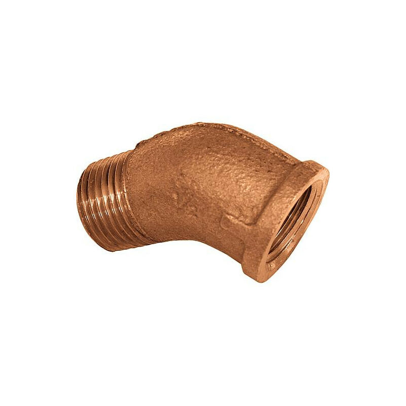 Raccord filete en laiton rouge coude 45° Type 3121 1 1/2' filet femxfil mâle