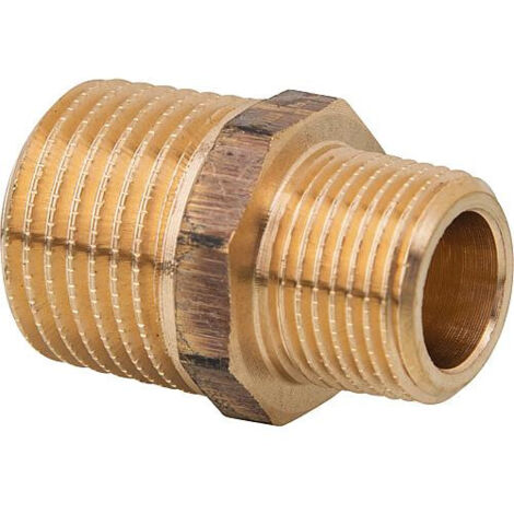 Raccord fileté en laiton rouge mamelon double réduit type 3245 1/2" X 3/8"