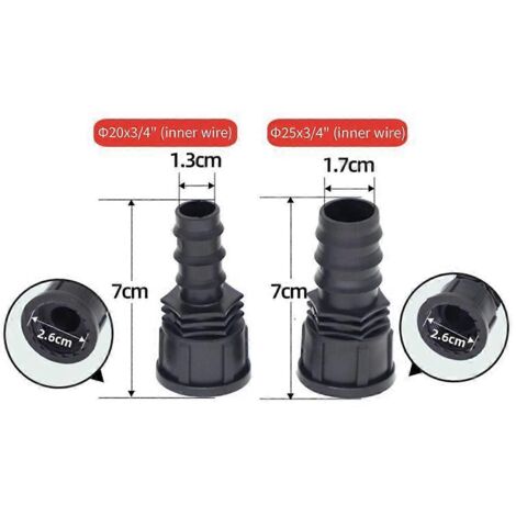 Raccord fileté mâle/femelle 1/2" vers embout cannelé pour tuyau d'arrosage 20 mm