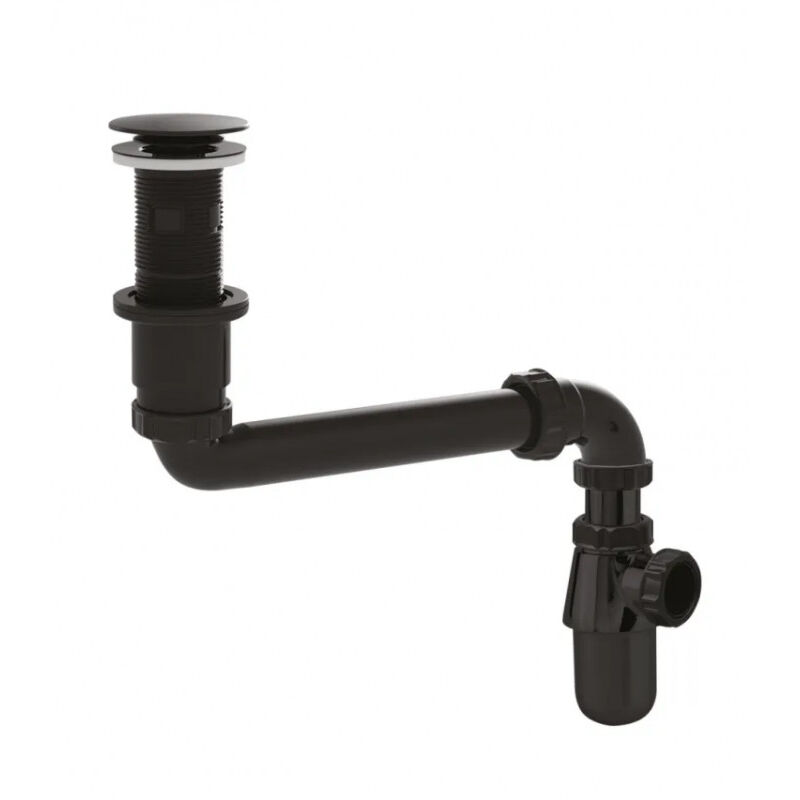 

Conjunto de lavabo universal con sifón, tubo de desagüe y desagüe, negro