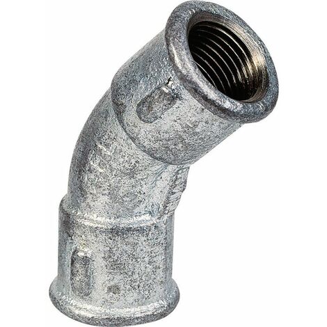 Raccord fonte galva coudé 45° à visser - F 1' - Grand rayon - N° 41