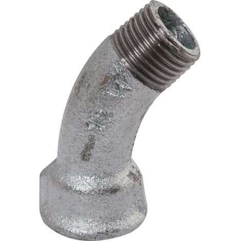 Raccord fonte galva coudé 45° à visser - MF 1' - Grand rayon - N° 40
