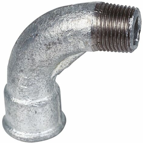 Raccord fonte galva coudé 90° à visser - MF 1/2' - Grand rayon - N° 1